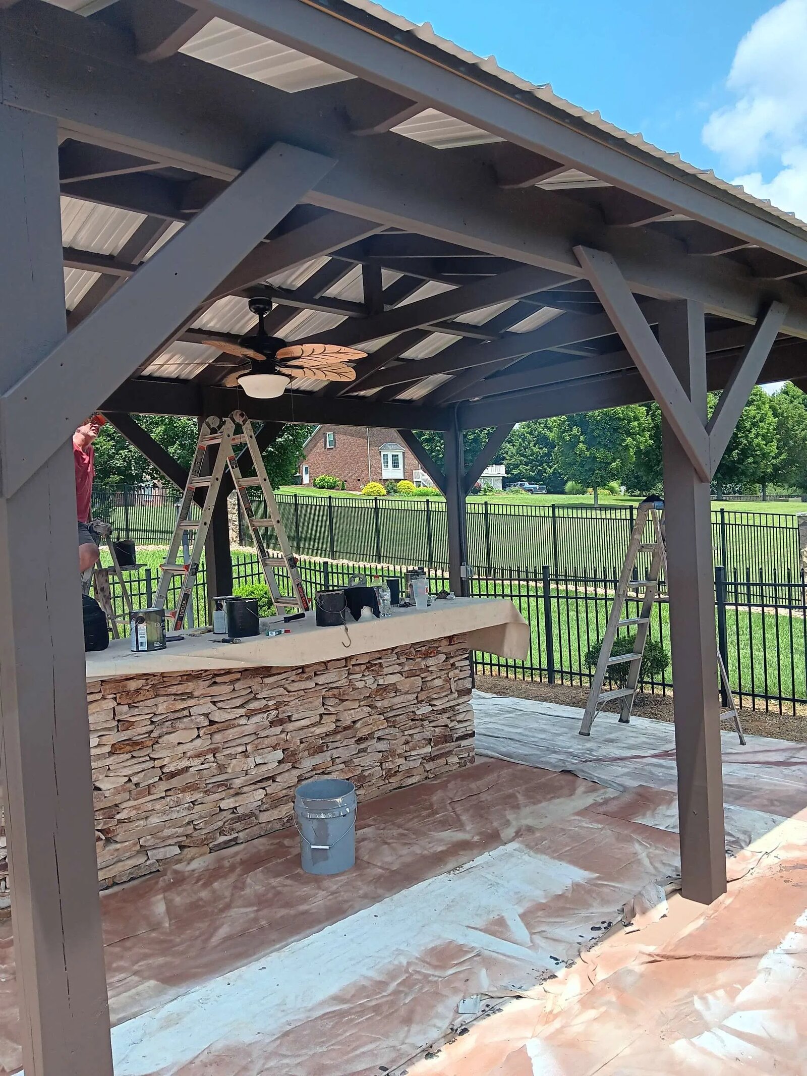 Outdoor pavilion — new stain, two coats — Jonesborough, TN