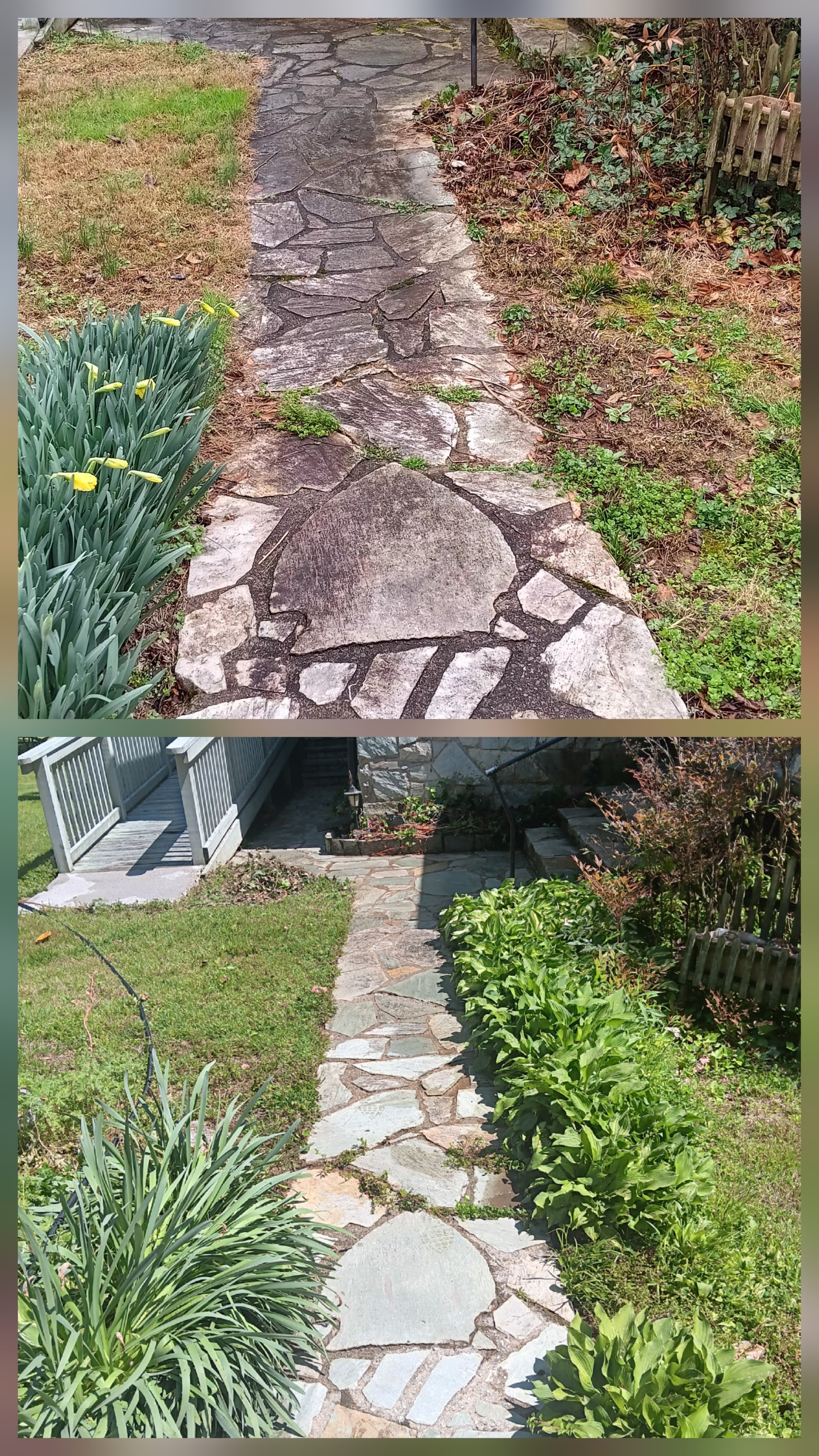 Stone restoration — walkways, patio, and awning — Jonesborough, TN