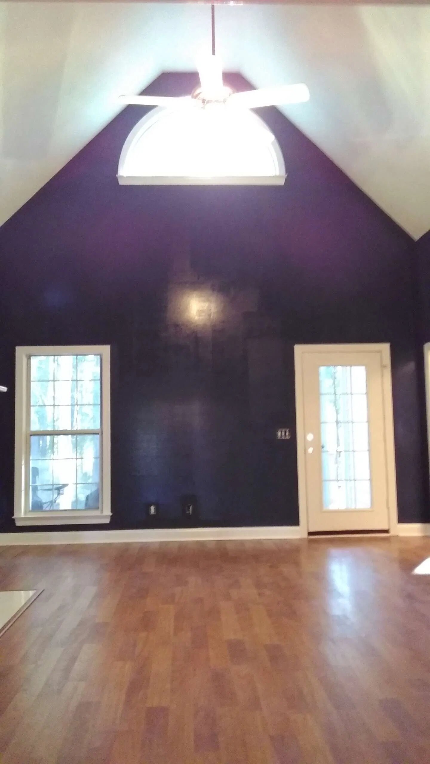 Vaulted living room — bold accent wall — Kingsport, TN