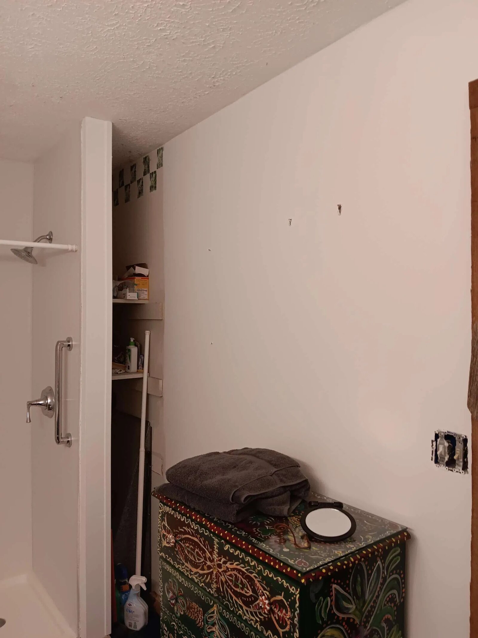 Bathroom transformation with extensive spackle repair and clean finish in Kingsport TN
